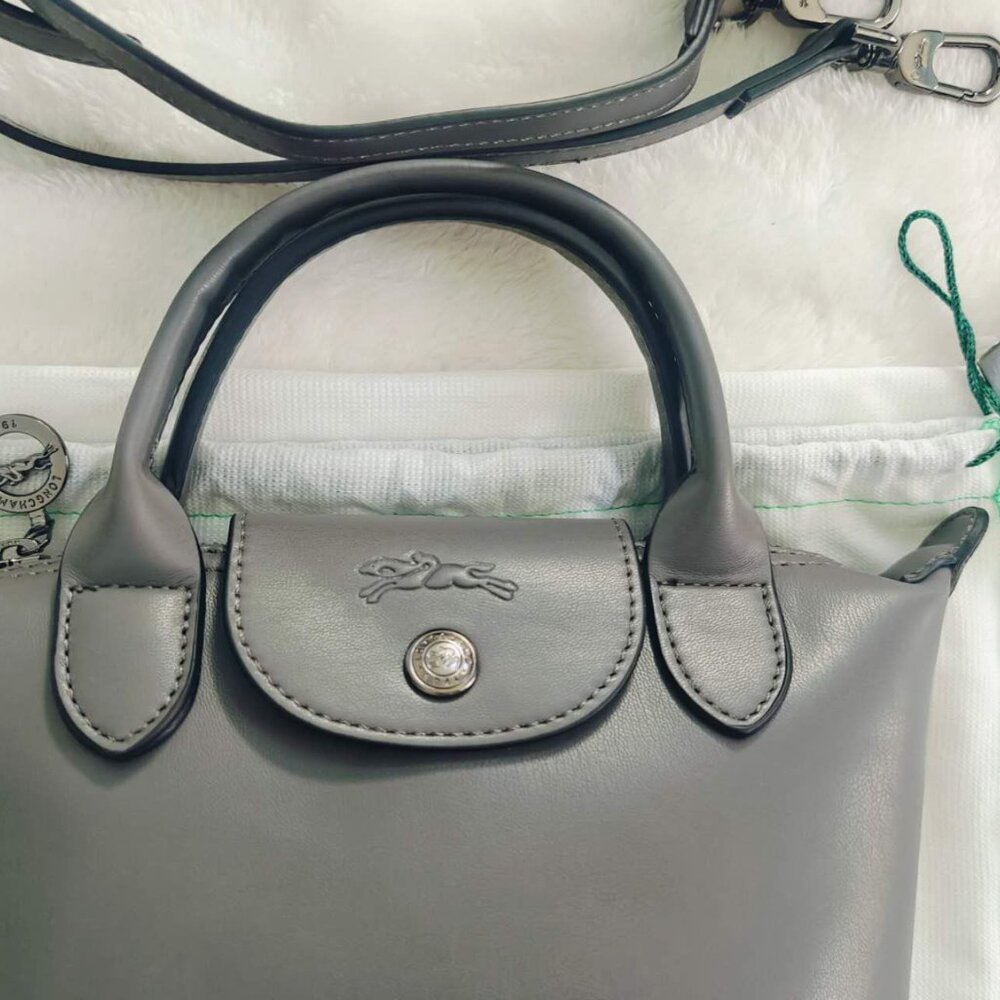 NEW Longchamp Le Pliage Xtra XS Handbag Leather in Turtledove - Picture 8 of 12